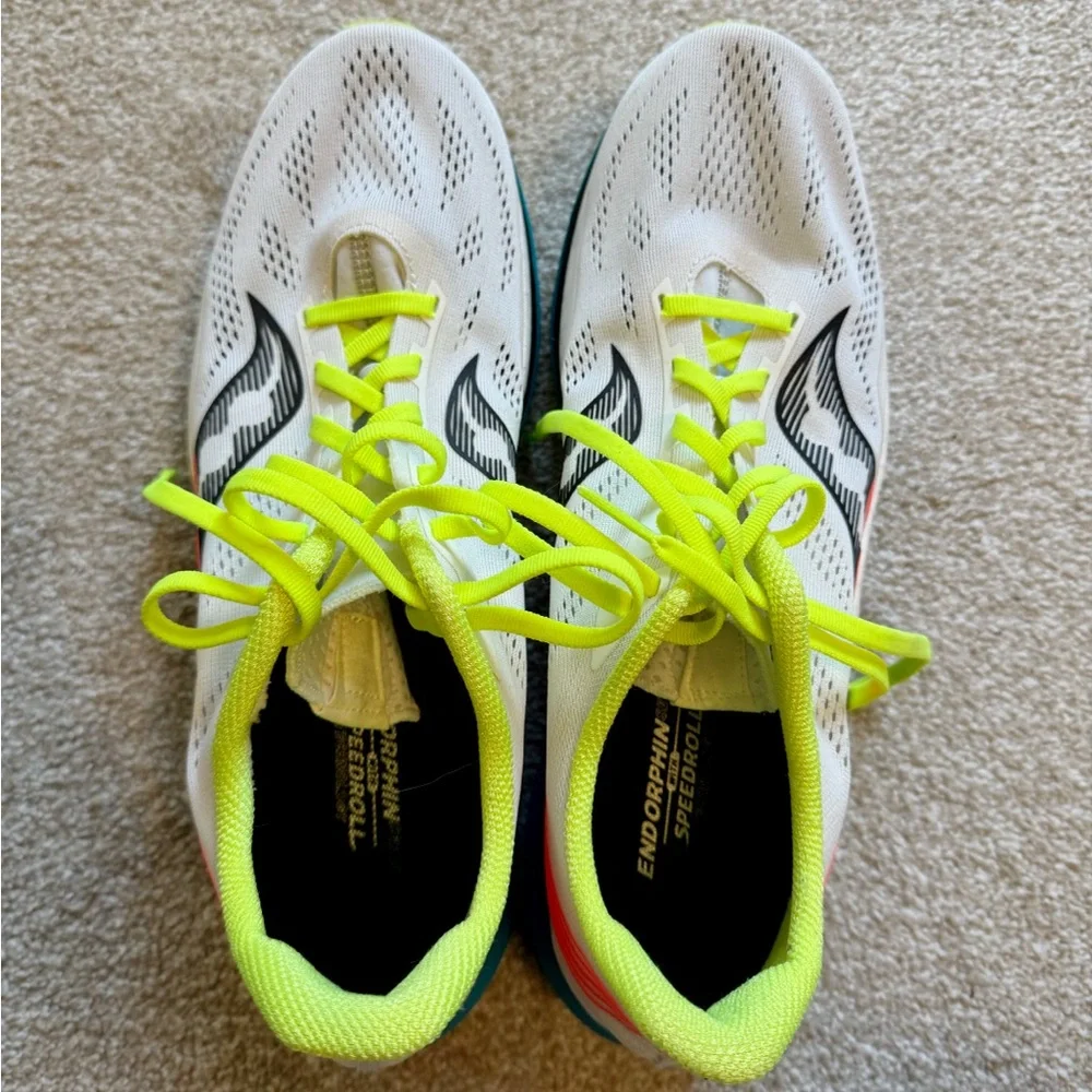 Saucony White Neon Yellow Black Men’s Athletic Running Shoes - Picture 1 of 4